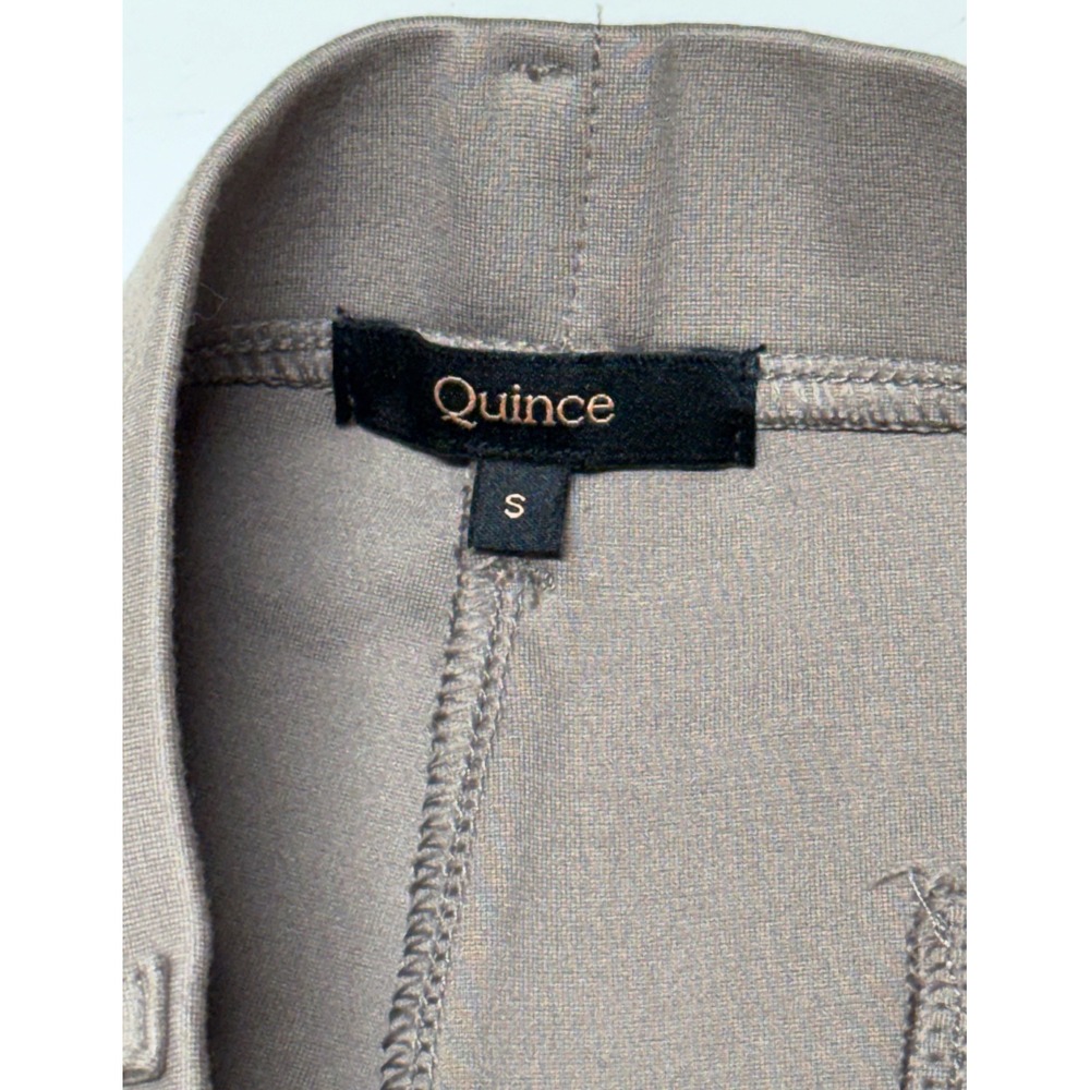 Quince Ultra-Stretch Ponte Straight Leg Pants Taupe Brown Small High Rise Office - Picture 3 of 6